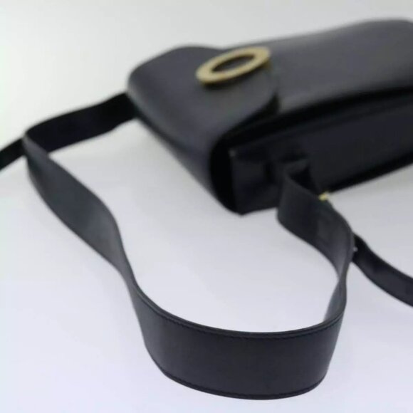 CELINE Shoulder Bag Leather Navy Authentic - Picture 7 of 16